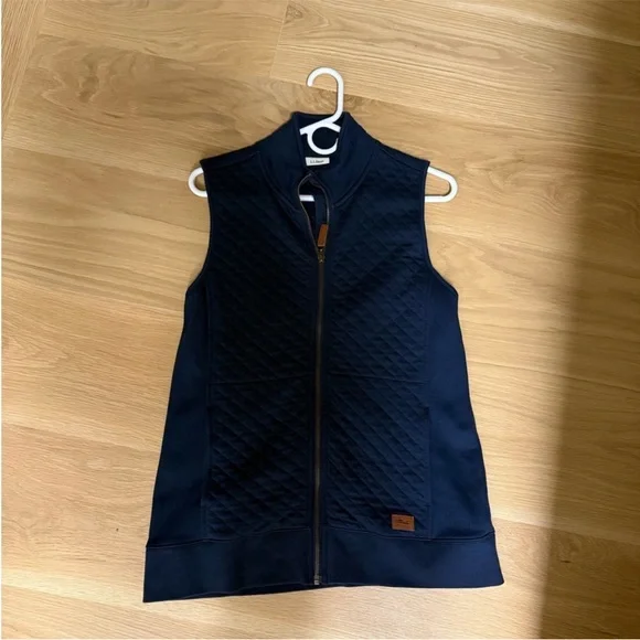 LL BEAN sz small navy quilted cotton vest - Picture 4 of 4